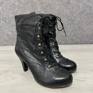 Indigo by Clarks Jordan Brooke Womens Sz 6 Black Leather Lace Up‎ Ankle Boots